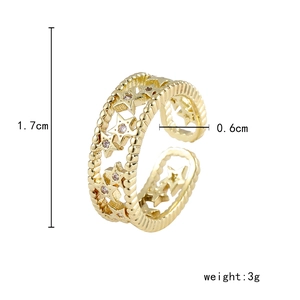 Dimensions de la bague étoile en zircon: diamètre de 1,7 cm et largeur de 0,6 cm