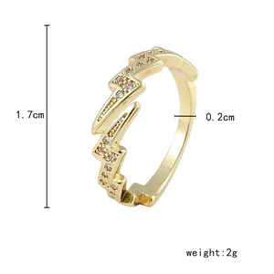 Détails des dimensions de la bague éclair avec incrustation de zircon et dorure