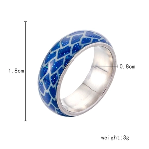 Leuchtender Edelstahlring mit blauem Fischschuppenmuster für Damen und Herren