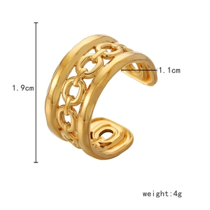 Verstellbarer goldener Kettenring aus Edelstahl mit durchbrochenem Design für Damen