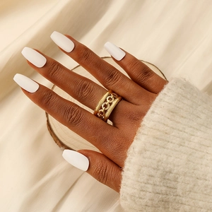 Minimalistischer Edelstahl Hohlkette Glied Open Ring Für Damen Industrie Gold Silber Plattiert Verstellbarer Fingerring