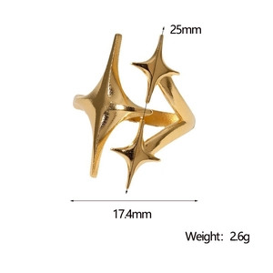 Anello con stella in acciaio inossidabile placcato oro dal design geometrico
