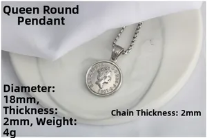 Dettagli collana con ciondolo moneta d'argento Elizabeth II, 18mm con catena box