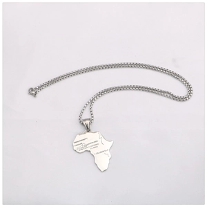 Hiphop silver Africa map pendant necklace in stainless steel with city name engraving