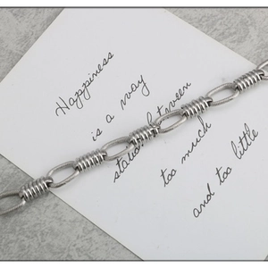 Punk OT clasp stainless steel link bracelet with textured rings for men and women