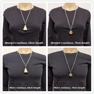 Comparación de longitudes de collar budista de acero inoxidable de 60cm y 70cm