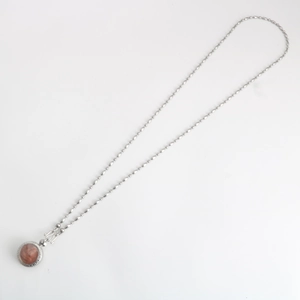 Stainless Steel Rice Bead Chain Round Bead Necklace For Men Women Thai Buddha Amulet Replacement Chain Vintage Silver Jewelry