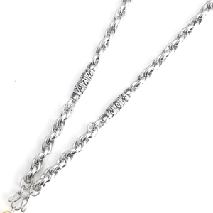 Retro stainless steel twisted chain necklace with engraved cylinders and S-hooks