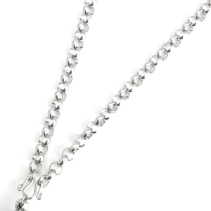 Polished silver stainless steel rollo chain necklace with secure S-hook clasp closure