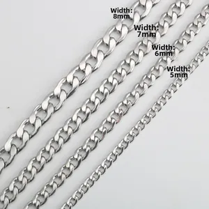 Catene cubane in acciaio inossidabile lucido nelle larghezze 5mm, 6mm, 7mm e 8mm