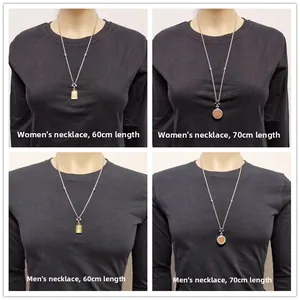Unisex roestvrijstalen ketting met weergave van 60 cm en 70 cm lengte draageffecten