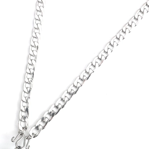 Collana con catena a maglia barbazzale in acciaio inox argento con doppi ganci per ciondoli