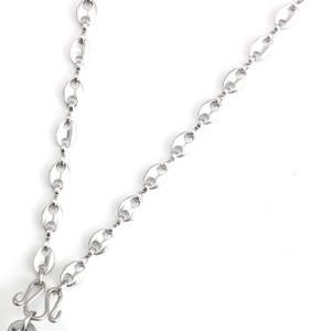 Silver stainless steel pig nose chain necklace with double S-hooks and polished finish