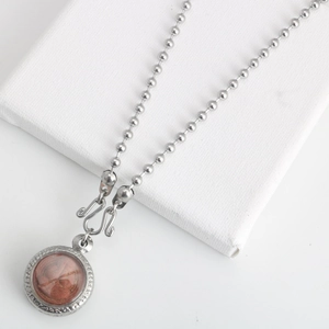 Stainless Steel Silver Bead Chain Necklace Round Ball Link Thai Buddha Amulet Chain For Men Women Religious Jewelry