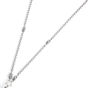 Retro stainless steel box chain necklace with engraved beads and S-hook clasp for pendants