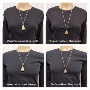 Comparison of 60cm and 70cm stainless steel necklace chains on men and women