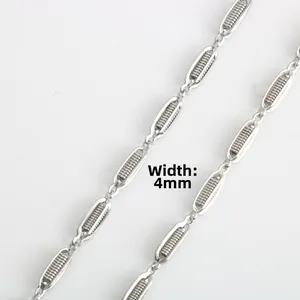 Macro-opname van 4 mm roestvrijstalen lantaarnketting met gedetailleerde schakels