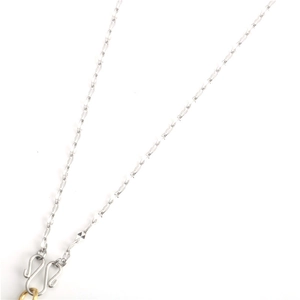 Polished stainless steel lip chain necklace with S-hook clasp and gold ring detail