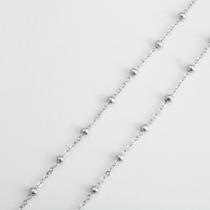 Polished stainless steel bead chain necklace for Thai Buddha amulets and pendants