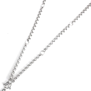 Durable silver stainless steel box chain necklace with S-hook clasps for pendants