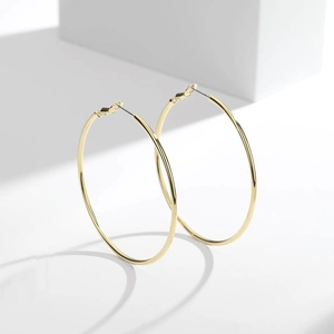 Minimalist large 316L stainless steel gold hoop earrings with polished finish