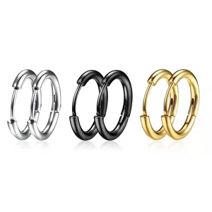 Minimalist Stainless Steel Hoop Earrings For Men Women Titanium Steel Circular Ear Buckle Korean Fashion Round Earrings Jewelry