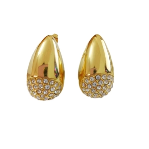 18k gold plated stainless steel teardrop earrings with pavé set sparkling crystals