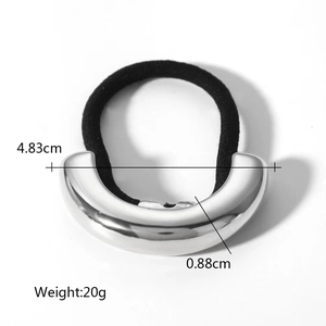 Élastique à cheveux argenté en forme de C, largeur 4,83 cm avec finition miroir