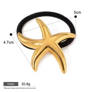 Elastico per capelli a stella marina in acciaio inossidabile placcato oro 18k e nero