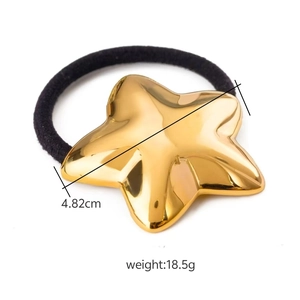 Elastici per Capelli in Acciaio Inossidabile Placcato Oro 18K Per Donne Minimalista Stella Cuore Stella Marina Ornamento Metallo
