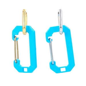 Vintage Copper Carabiner Drop Earrings For Men Women Colorful Enamel Zirconia Inlaid Safety Pin Hoop Earrings Jewelry