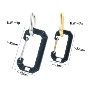 Size comparison for carabiner safety pin earrings in gold and silver metal finishes