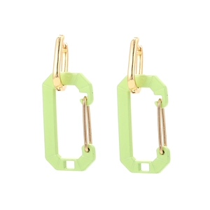 Modern Geometric Safety Pin Hoop Earrings For Women Copper Lacquer Minimalist Colorful Carabiner Paperclip Dangle Earrings