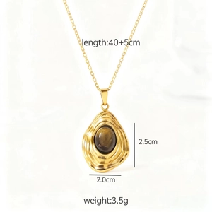 Franse vintage gouden ketting met turquoise hanger en gedetailleerde afmetingen