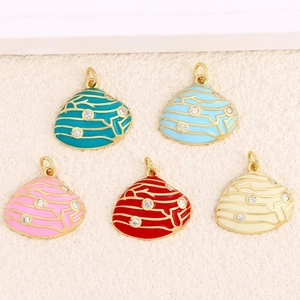 Pendentifs Coquille Saint-Jacques en Émail Mode Cuivre Plaqué Or Zircone Charms de Limace de Mer pour Fabrication de Bijoux DIY