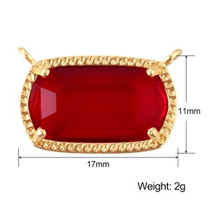 Vergoldeter ovaler roter Kristall-Geburtsstein mit Flechtstruktur, 17x11mm Größe