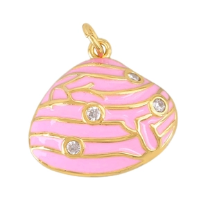 Pendentif étoile de mer en émail rose plaqué or avec zircons pour la création de bijoux
