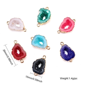 Onregelmatige Lip Vorm Hars Druzy Agaat Look Hanger Connector Vergulde Koperen Rand Voor DIY Sieraden Maken Accessoires