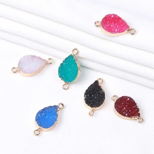 Conectores de cristal druzy en forma de gota en seis colores para joyería DIY