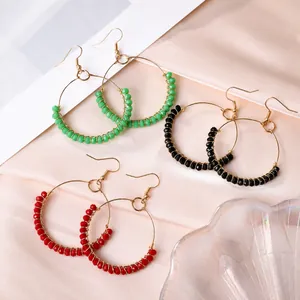 Bohemian Handgefertigte Perlenohrringe Für Damen Geometrisch Rund Drahtgewickelt Glasperlen Ohrhänger Vintage Schmuck Geschenk