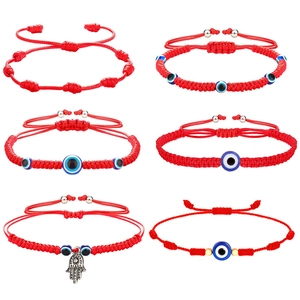 Pulsera de Cuerda Roja Trenzada a Mano Ojo Turco Mujer Hombre Ajustable Nazar Amuleto Mano de Fátima Joyería Regalo