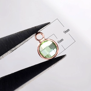 6mm green birthstone pendant in rose gold plated frame for DIY jewelry making