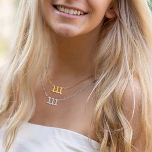 Fashionable stainless steel 111 angel number necklace in gold and silver finish