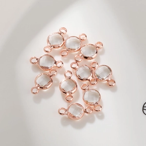 Roségoud omrand glas geboortesteen hangers voor doe-het-zelf sieraden accessoires