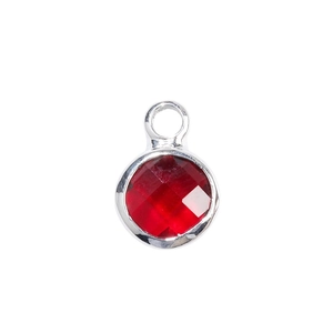 6mm silver plated red birthstone charm pendant for DIY bracelets and necklaces