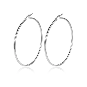 Orecchini a cerchio minimalisti in acciaio inossidabile argento lucido per donna