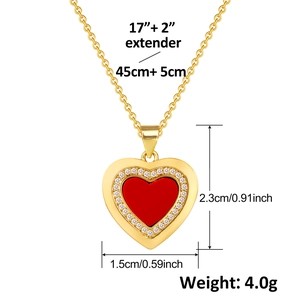 Detailansicht der Gold-Herz-Halskette mit Maßen von 2,3 cm Höhe und einem Gewicht von 4 g