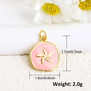 Pink enamel heart cross pendant in gold plating for DIY jewelry making and crafts