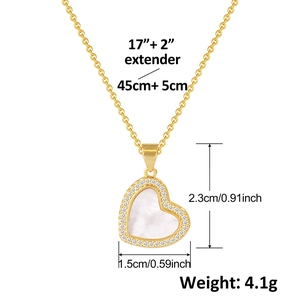 Goldene Herz-Halskette mit Muscheleinlage und Zirkonia-Akzenten, verstellbare Gliederkette