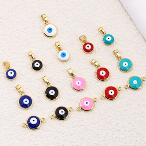Gold Plated Copper Evil Eye Charms Enamel Turkish Nazar Pendants Jewelry Making Connectors For DIY Necklace Bracelet Craft